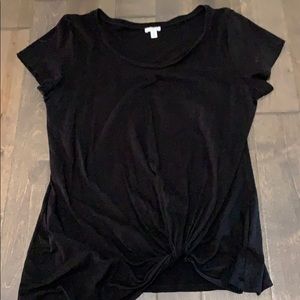 Basic black tee with knot waist